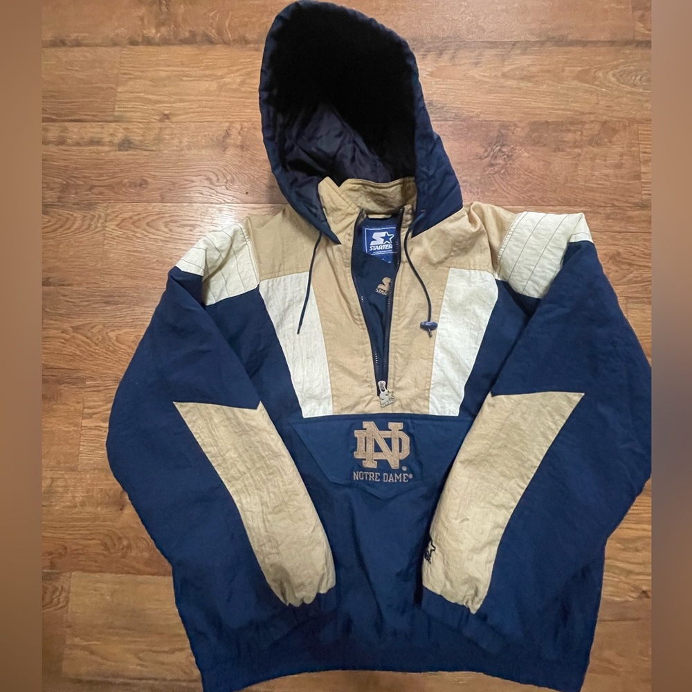Vintage 90s Starter Pull Over Jacket Notre Dame